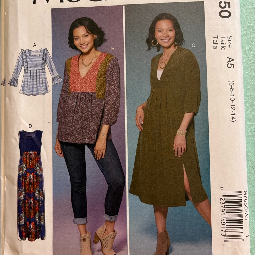 MCCALLS M7650 Misses' Neck Top, Tunic, and Dresses